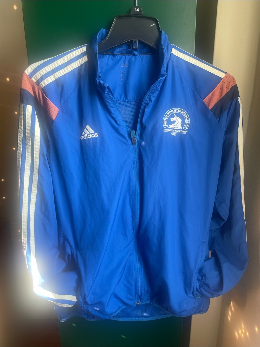 authentic 2017 Boston Marathon adidas Track Jacket Glow in The dark embroidery